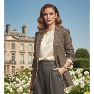 VTG Harve Benard Herringbone Blazer Size 8 Old Money Glam Boss Lady Retro Chic